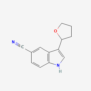 molecular formula C13H12N2O B13867050 3-(2-Tetrahydrofuranyl)-1H-Indole-5-carbonitrile 