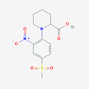 molecular formula C13H16N2O6S B1386720 1-[4-(Methylsulfonyl)-2-nitrophenyl]piperidine-2-carboxylic acid CAS No. 1214141-18-0