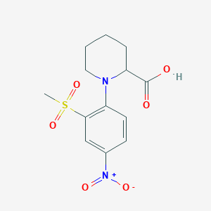 molecular formula C13H16N2O6S B1386737 1-[2-(Methylsulfonyl)-4-nitrophenyl]piperidine-2-carboxylic acid CAS No. 1219221-03-0