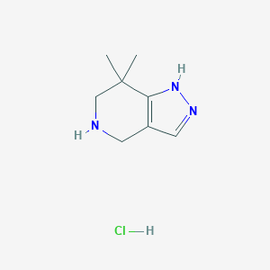 molecular formula C8H14ClN3 B1386741 4,5,6,7-Tetrahydro-7,7-dimethyl-1H-pyrazolo[4,3-c]pyridine hydrochloride CAS No. 635712-89-9