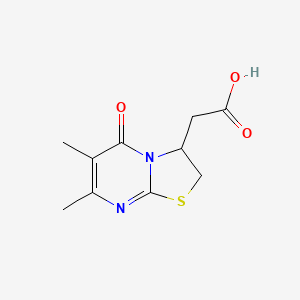 molecular formula C10H12N2O3S B1386745 (6,7-Dimethyl-5-oxo-2,3-dihydro-5H-[1,3]thiazolo[3,2-a]pyrimidin-3-yl)acetic acid CAS No. 1105190-84-8