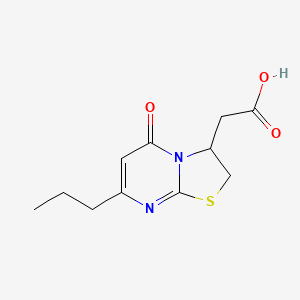 molecular formula C11H14N2O3S B1386746 (5-oxo-7-propyl-2,3-dihydro-5H-[1,3]thiazolo[3,2-a]pyrimidin-3-yl)acetic acid CAS No. 1105193-59-6