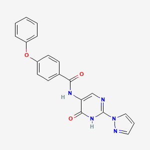 molecular formula C20H15N5O3 B13867467 N-(6-oxo-2-(1H-pyrazol-1-yl)-1,6-dihydropyrimidin-5-yl)-4-phenoxybenzamide 