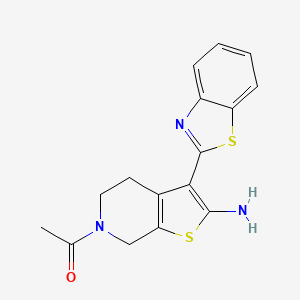 molecular formula C16H15N3OS2 B1386751 1-(2-amino-3-(benzo[d]thiazol-2-yl)-4,7-dihydrothieno[2,3-c]pyridin-6(5H)-yl)ethan-1-one CAS No. 1105194-28-2