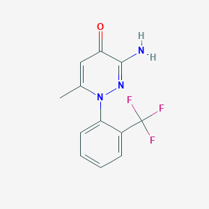 molecular formula C12H10F3N3O B13867597 3-amino-6-methyl-1-(2-(trifluoromethyl)phenyl)pyridazin-4(1H)-one 