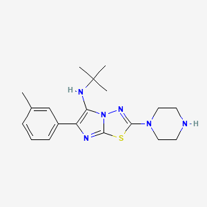 molecular formula C19H26N6S B1386803 N-(tert-Butyl)-6-(3-methylphenyl)-2-piperazin-1-ylimidazo[2,1-b][1,3,4]thiadiazol-5-amine CAS No. 1172961-18-0