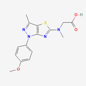 molecular formula C15H16N4O3S B1386806 N-[1-(4-Methoxyphenyl)-3-methyl-1H-pyrazolo-[3,4-d][1,3]thiazol-5-yl]-N-methylglycine CAS No. 1172108-70-1