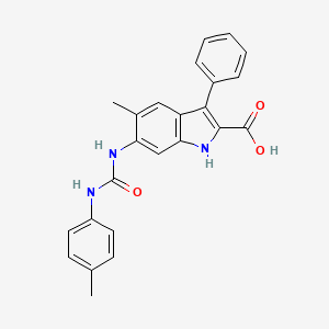 molecular formula C24H21N3O3 B1386820 5-Methyl-6-({[(4-methylphenyl)amino]carbonyl}amino)-3-phenyl-1H-indole-2-carboxylic acid CAS No. 1170091-38-9