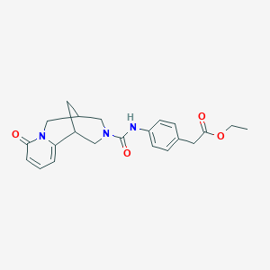 molecular formula C22H25N3O4 B1386824 Ethyl (4-{[(8-oxo-1,5,6,8-tetrahydro-2H-1,5-methanopyrido[1,2-a][1,5]diazocin-3(4H)-yl)carbonyl]amino}phenyl)acetate CAS No. 1171698-40-0