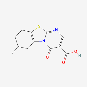 molecular formula C12H12N2O3S B1386838 7-Methyl-4-oxo-6,7,8,9-tetrahydro-4H-pyrimido[2,1-b][1,3]benzothiazole-3-carboxylic acid CAS No. 1172040-35-5