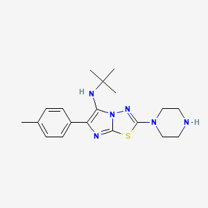 molecular formula C19H26N6S B1386850 N-(tert-Butyl)-6-(4-methylphenyl)-2-piperazin-1-ylimidazo[2,1-b][1,3,4]thiadiazol-5-amine CAS No. 1171889-08-9