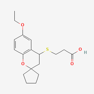 3-[(6-Ethoxy-3,4-dihydrospiro[chromene-2,1'-cyclopentan]-4-yl)thio]propanoic acid