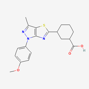 molecular formula C19H21N3O3S B1386855 3-[1-(4-Methoxyphenyl)-3-methyl-1H-pyrazolo[3,4-d][1,3]thiazol-5-yl]cyclohexanecarboxylic acid CAS No. 1172372-71-2