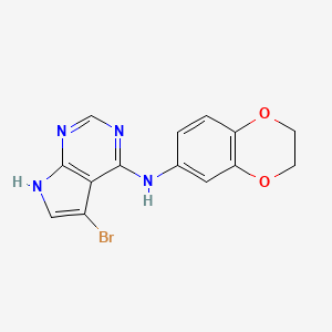 molecular formula C14H11BrN4O2 B1386886 5-bromo-N-(2,3-dihydro-1,4-benzodioxin-6-yl)-7H-pyrrolo[2,3-d]pyrimidin-4-amine CAS No. 1170554-63-8