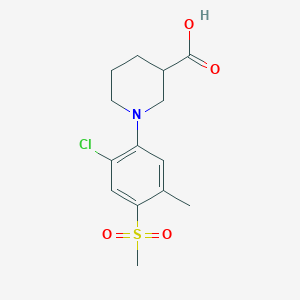 molecular formula C14H18ClNO4S B1386917 1-[2-Chloro-5-methyl-4-(methylsulfonyl)phenyl]-piperidine-3-carboxylic acid CAS No. 942474-28-4
