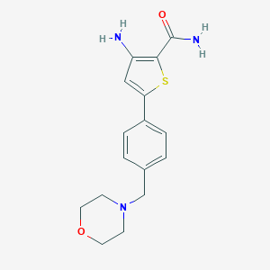molecular formula C16H19N3O2S B138693 3-Amino-5-[4-(morpholin-4-ylmethyl)phenyl]thiophene-2-carboxamide CAS No. 494772-87-1