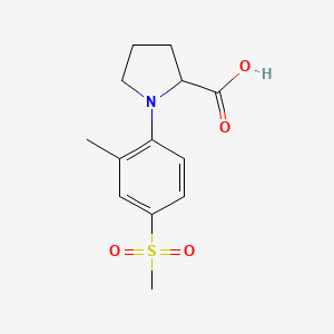 molecular formula C13H17NO4S B1386939 1-[(2-Methyl-4-methylsulfonyl)phenyl]pyrrolidine-2-carboxylic acid CAS No. 1188371-42-7