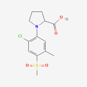 molecular formula C13H16ClNO4S B1386945 1-[2-Chloro-5-methyl-4-(methylsulfonyl)phenyl]-pyrrolidine-2-carboxylic acid CAS No. 1188371-30-3