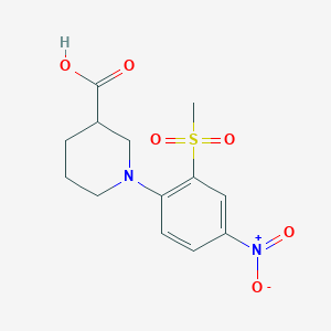 molecular formula C13H16N2O6S B1386963 1-[2-(Methylsulfonyl)-4-nitrophenyl]piperidine-3-carboxylic acid CAS No. 951624-87-6