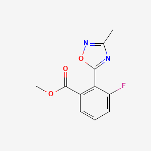 molecular formula C11H9FN2O3 B13869639 Methyl 3-fluoro-2-(3-methyl-1,2,4-oxadiazol-5-yl)benzoate 