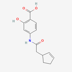 molecular formula C14H15NO4 B13869908 4-[(2-Cyclopent-2-en-1-ylacetyl)amino]-2-hydroxybenzoic acid 