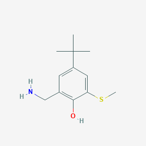 molecular formula C12H19NOS B13870005 2-(Aminomethyl)-4-tert-butyl-6-methylsulfanylphenol 
