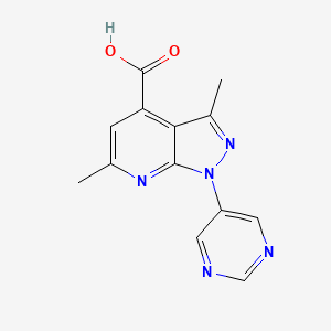 molecular formula C13H11N5O2 B13870023 3,6-Dimethyl-1-pyrimidin-5-ylpyrazolo[3,4-b]pyridine-4-carboxylic acid 