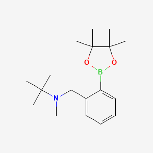 molecular formula C18H30BNO2 B1387011 N,2-Dimethyl-N-[2-(4,4,5,5-tetramethyl-1,3,2-dioxaborolan-2-YL)benzyl]propan-2-amine CAS No. 1310835-41-6