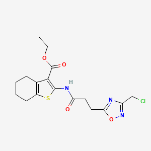 molecular formula C17H20ClN3O4S B1387015 Ethyl 2-({3-[3-(chloromethyl)-1,2,4-oxadiazol-5-yl]propanoyl}amino)-4,5,6,7-tetrahydro-1-benzothiophene-3-carboxylate CAS No. 1192804-47-9