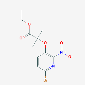 molecular formula C11H13BrN2O5 B13870260 Ethyl 2-((6-bromo-2-nitropyridin-3-yl)oxy)-2-methylpropanoate 