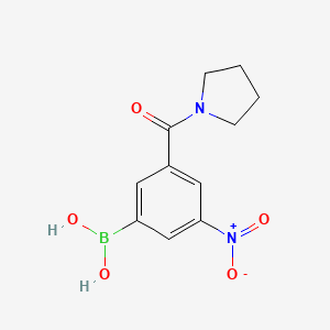 molecular formula C11H13BN2O5 B1387047 (3-Nitro-5-(pyrrolidine-1-carbonyl)phenyl)boronic acid CAS No. 871332-81-9