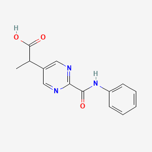 molecular formula C14H13N3O3 B13870963 2-(2-(Phenylcarbamoyl)pyrimidin-5-yl)propanoic acid 