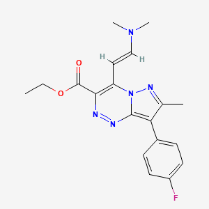 molecular formula C19H20FN5O2 B1387127 ethyl 4-[(E)-2-(dimethylamino)vinyl]-8-(4-fluorophenyl)-7-methylpyrazolo[5,1-c][1,2,4]triazine-3-carboxylate CAS No. 1087654-19-0