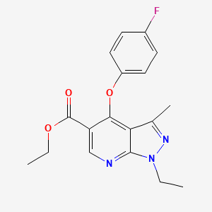 molecular formula C18H18FN3O3 B1387128 ethyl 1-ethyl-4-(4-fluorophenoxy)-3-methyl-1H-pyrazolo[3,4-b]pyridine-5-carboxylate CAS No. 1092344-19-8