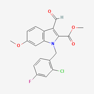 molecular formula C19H15ClFNO4 B1387156 Methyl 1-(2-chloro-4-fluorobenzyl)-3-formyl-6-methoxy-1H-indole-2-carboxylate CAS No. 1171211-64-5