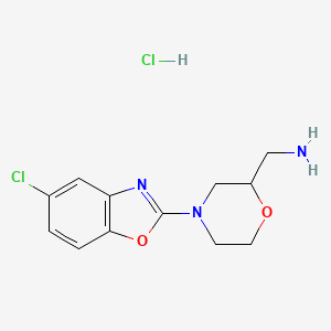 molecular formula C12H15Cl2N3O2 B1387174 [4-(5-Chloro-1,3-benzoxazol-2-yl)morpholin-2-yl]-methylamine hydrochloride CAS No. 1158369-72-2