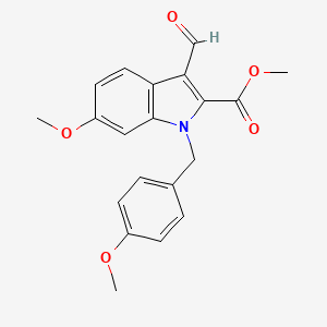 molecular formula C20H19NO5 B1387179 Methyl 3-formyl-6-methoxy-1-(4-methoxybenzyl)-1H-indole-2-carboxylate CAS No. 1171509-38-8