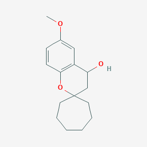 molecular formula C16H22O3 B1387180 6-Methoxy-3,4-dihydrospiro[chromene-2,1'-cycloheptan]-4-ol CAS No. 1171687-27-6