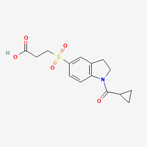 molecular formula C15H17NO5S B1387248 3-{[1-(Cyclopropylcarbonyl)-2,3-dihydro-1H-indol-5-yl]sulfonyl}propanoic acid CAS No. 1170565-67-9