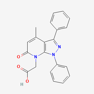 molecular formula C21H17N3O3 B1387254 (4-Methyl-6-oxo-1,3-diphenyl-1,6-dihydro-7H-pyrazolo[3,4-b]pyridin-7-yl)acetic acid CAS No. 1172810-92-2