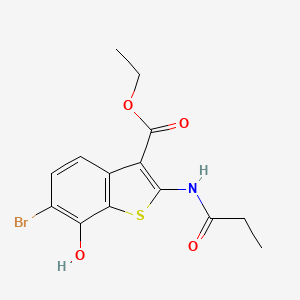 molecular formula C14H14BrNO4S B1387261 Ethyl 6-bromo-7-hydroxy-2-(propionylamino)-1-benzothiophene-3-carboxylate CAS No. 1171096-22-2