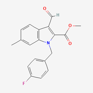 molecular formula C19H16FNO3 B1387262 Methyl 1-(4-fluorobenzyl)-3-formyl-6-methyl-1H-indole-2-carboxylate CAS No. 1171620-19-1