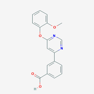 molecular formula C18H14N2O4 B1387281 3-(6-(2-Methoxyphenoxy)pyrimidin-4-yl)benzoic acid CAS No. 1171558-51-2