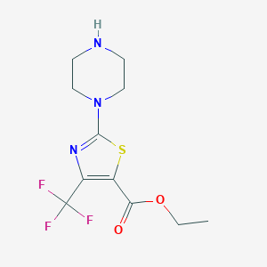 molecular formula C11H14F3N3O2S B1387324 Ethyl 2-piperazino-4-(trifluoromethyl)-1,3-thiazole-5-carboxylate CAS No. 1048913-30-9