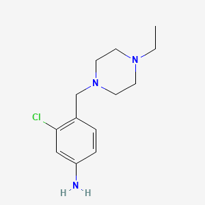 molecular formula C13H20ClN3 B13873919 3-Chloro-4-((4-ethylpiperazin-1-yl)methyl)aniline 
