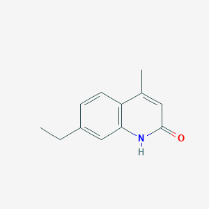 molecular formula C12H13NO B13873935 7-ethyl-4-methyl-1H-quinolin-2-one 