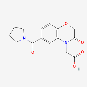 molecular formula C15H16N2O5 B1387394 [3-Oxo-6-(pyrrolidin-1-ylcarbonyl)-2,3-dihydro-4H-1,4-benzoxazin-4-yl]acetic acid CAS No. 1111165-46-8