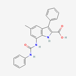 molecular formula C23H19N3O3 B1387399 7-[(Anilinocarbonyl)amino]-5-methyl-3-phenyl-1H-indole-2-carboxylic acid CAS No. 1171142-83-8