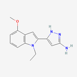 molecular formula C14H16N4O B1387400 3-(1-Ethyl-4-methoxy-1H-indol-2-yl)-1H-pyrazol-5-amine CAS No. 1310936-61-8