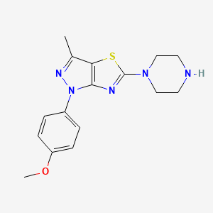 molecular formula C16H19N5OS B1387408 1-(4-Methoxyphenyl)-3-methyl-5-piperazin-1-yl-1H-pyrazolo[3,4-d][1,3]thiazole CAS No. 1170089-98-1